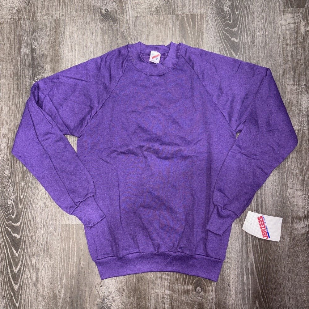 VTG 90s Jerzees Sweatshirt Mens M Blank Pullover Made in USA Deadstock NWT